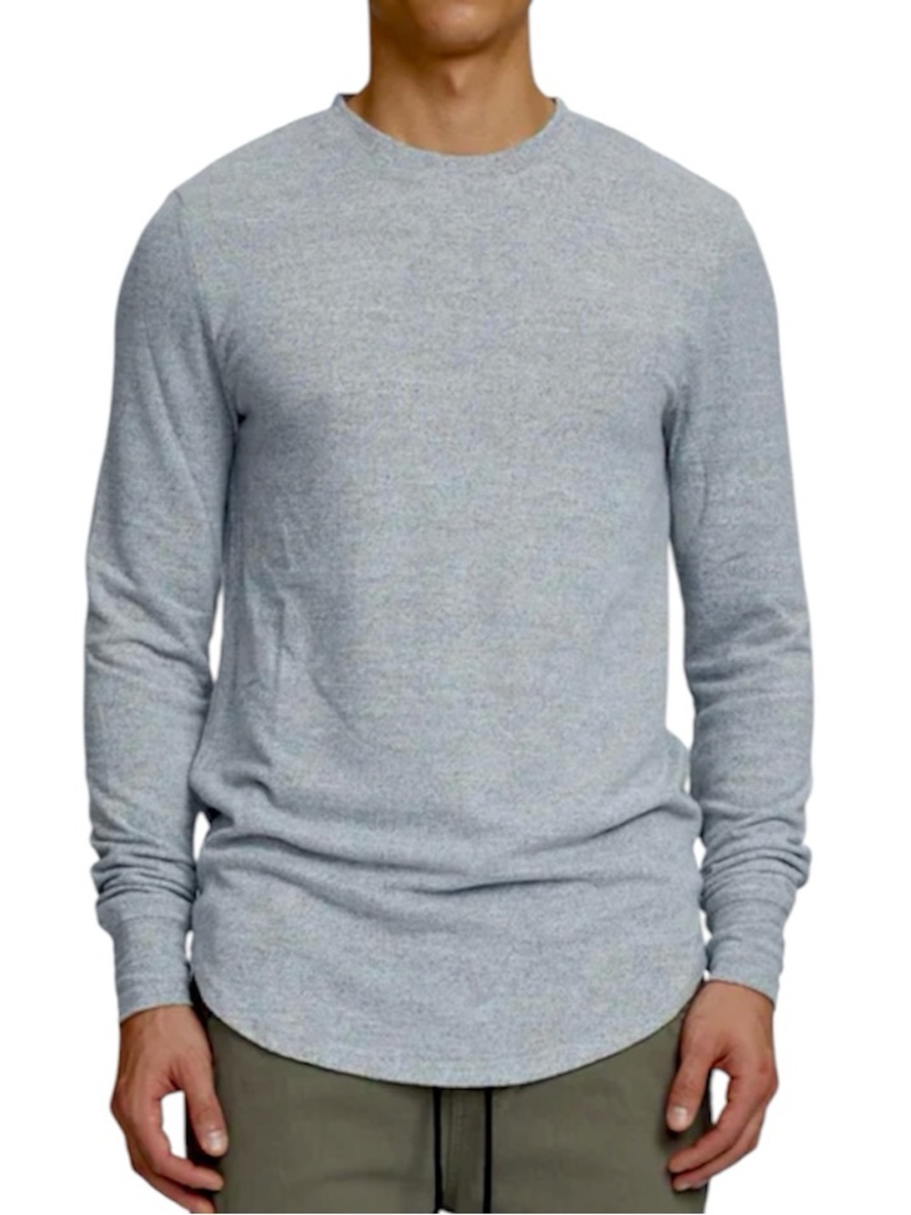 KUWALLATEE Men’s Upper Cut Long Sleeve Lightweight Sweater Shirt Grey Medium